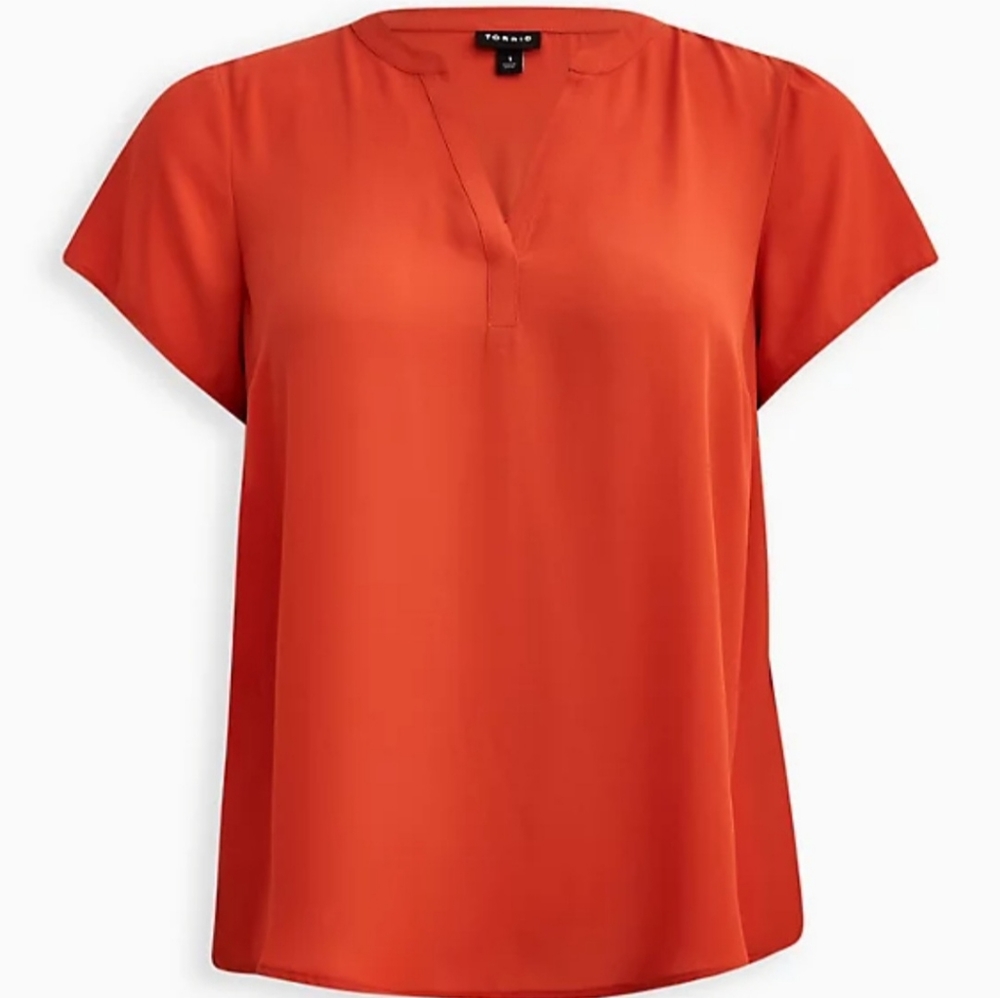 NWT - Split Front Blouse - Georgette Red
